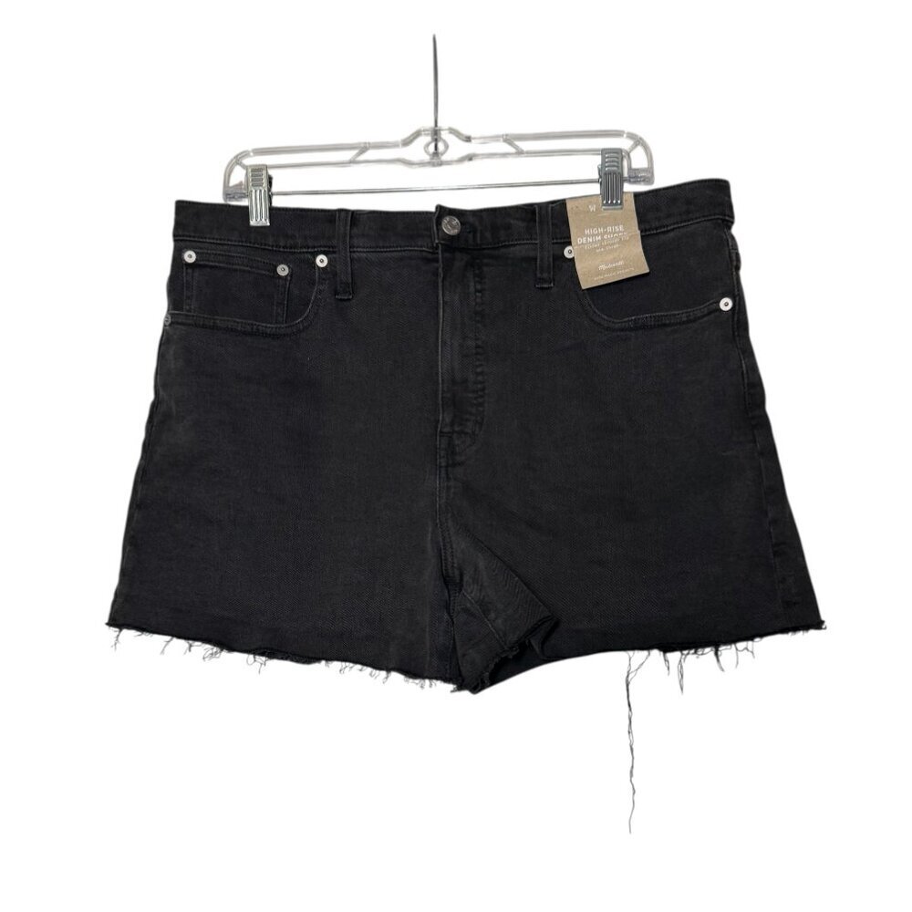 Madewell High-Rise Denim Shorts Black Size 32 Fray Hem Jean Shorts NWT